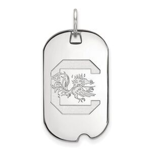 10k White Gold South Carolina Dog Tag Pendant